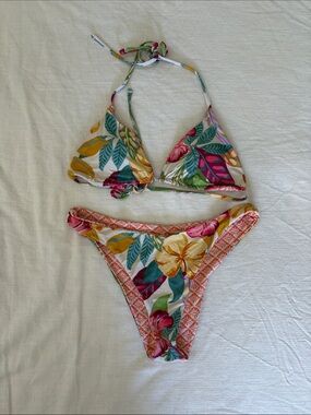 Roxy Tropical Floral Triangle Bikini Top and Bottom